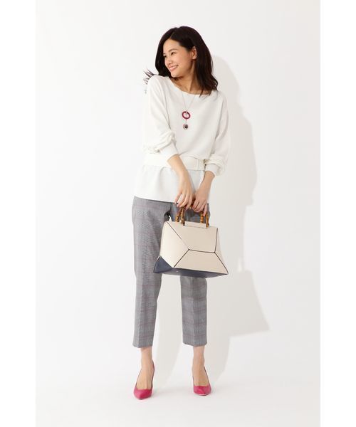 22 OCTOBRE（ヴァンドゥ－オクトーブル）の「◆ウエストマークニットプルオーバー（ニット/セーター・レディース・レッド/ホワイト/ネイビー・2）」の7枚目の写真