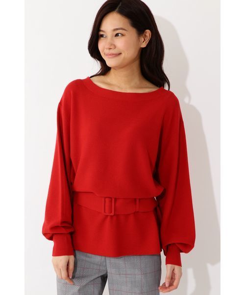 22 OCTOBRE（ヴァンドゥ－オクトーブル）の「◆ウエストマークニットプルオーバー（ニット/セーター・レディース・レッド/ホワイト/ネイビー・2）」の21枚目の写真