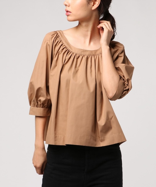 Tiara（ティアラ）の「ゆるネックバックレースアップブラウス（シャツ/ブラウス・レディース・ブラック/ベージュ/ブラウン・FREE）」の3枚目の写真