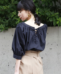 Tiara | ゆるネックバックレースアップブラウス(シャツ/ブラウス)