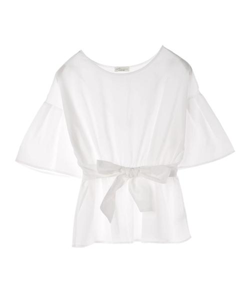 earth music&ecology(アースミュージックアンドエコロジー)の「・ウエストリボンペプラムブラウス ●(シャツ/ブラウス・レディース・ダークグリーン/ネイビー/オフホワイト/ストライプ・FREE)」の7枚目の写真