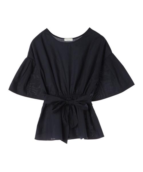 earth music&ecology(アースミュージックアンドエコロジー)の「・ウエストリボンペプラムブラウス ●(シャツ/ブラウス・レディース・ダークグリーン/ネイビー/オフホワイト/ストライプ・FREE)」の8枚目の写真