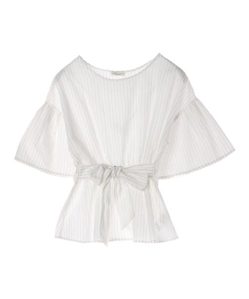 earth music&ecology(アースミュージックアンドエコロジー)の「・ウエストリボンペプラムブラウス ●(シャツ/ブラウス・レディース・ダークグリーン/ネイビー/オフホワイト/ストライプ・FREE)」の9枚目の写真