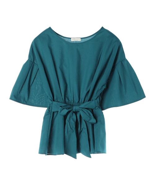 earth music&ecology(アースミュージックアンドエコロジー)の「・ウエストリボンペプラムブラウス ●(シャツ/ブラウス・レディース・ダークグリーン/ネイビー/オフホワイト/ストライプ・FREE)」の10枚目の写真