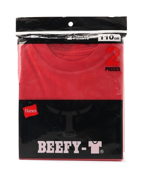 HANES（ヘインズ）の「【Hanes】BEEFY-Tシャツ2P（Tシャツ/カットソー・キッズ・グレー/ブラック/レッド/オフホワイト/ネイビー/カーキ/ブルー・90/100/110/120/140/130）」の7枚目の写真