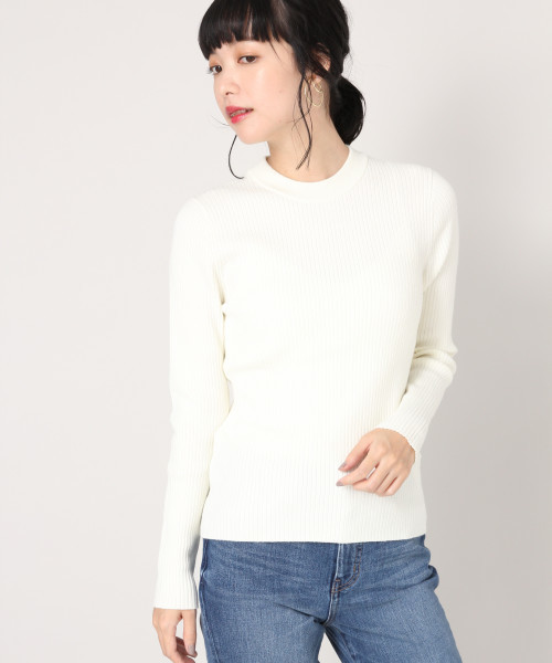 LOWRYS FARM（ローリーズファーム）の「ウールコンクループルオーバー　808557（ニット/セーター・レディース・ブラック/エンジ/オフホワイト/グリーン/ブラック系その他・MEDIUM/LARGE）」の2枚目の写真