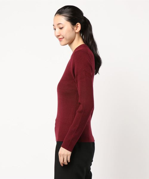 LOWRYS FARM（ローリーズファーム）の「ウールコンクループルオーバー　808557（ニット/セーター・レディース・ブラック/エンジ/オフホワイト/グリーン/ブラック系その他・MEDIUM/LARGE）」の6枚目の写真