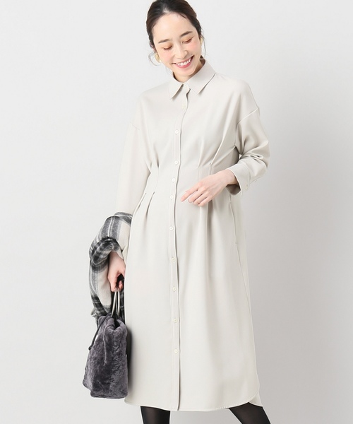 La Totalite ラトータリテ の ウエストタックロングシャツワンピース 手洗い可能 ワンピース Wear