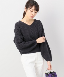 100%LAMBS WOOLケーブルクロップ