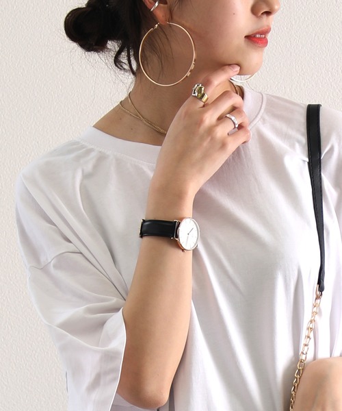 classicalelf(クラシカルエルフ)の「ミドル丈無地クルーネックビッグシルエットTシャツ(半袖)(Tシャツ/カットソー・レディース・ホワイト/ブラック/杢グレー・MEDIUM/LARGE/X-LARGE)」の21枚目の写真