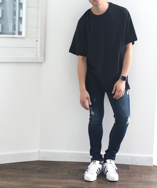classicalelf(クラシカルエルフ)の「ミドル丈無地クルーネックビッグシルエットTシャツ(半袖)(Tシャツ/カットソー・レディース・ホワイト/ブラック/杢グレー・MEDIUM/LARGE/X-LARGE)」の17枚目の写真