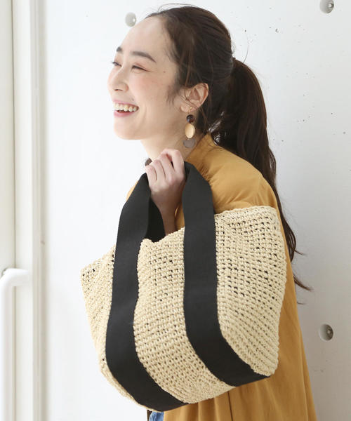 coen（コーエン）の「【『リンネル』6月号掲載】ペーパートートバッグ（カゴバッグ）（トートバッグ・レディース・レッド/ロイヤルブルー/ブラック・FREE）」の4枚目の写真