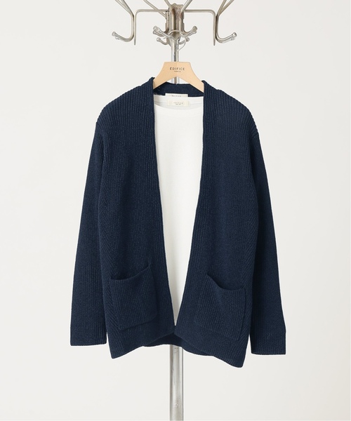 EDIFICE(エディフィス)の「Japanese paper YARN ラップカーデ(カーディガン/ボレロ・メンズ・ブラック/ブラウン/カーキ/ブルー/ネイビー・SMALL/MEDIUM/LARGE)」の1枚目の写真