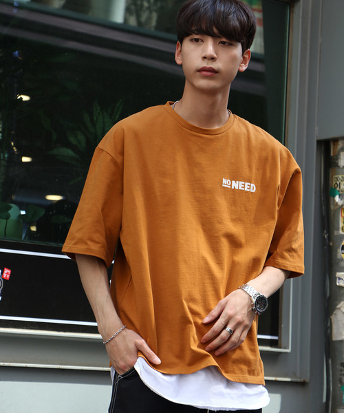 No Need ハーフスリーブワンポイント No バックロゴプリントオーバーサイズtシャツ Tシャツ トップス カットソー No Need ノーニード のファッション