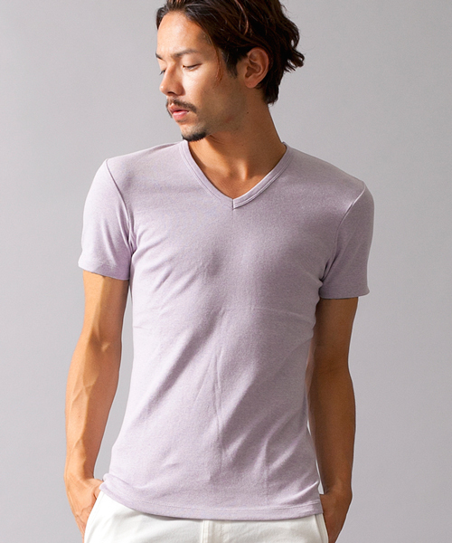 BEAUTY&YOUTH UNITED ARROWS（ビューティーアンドユースユナイテッドアローズ）の「BY フライス Vネック ショートスリーブ カットソー ◆（Tシャツ/カットソー・メンズ・グレー/ダークグレー/ホワイト/ライラック/ライトブルー/ネイビー/ケリー/レッド/ワインレッド/ブラック・SMALL/LARGE/MEDIUM/X-LARGE）」の8枚目の写真