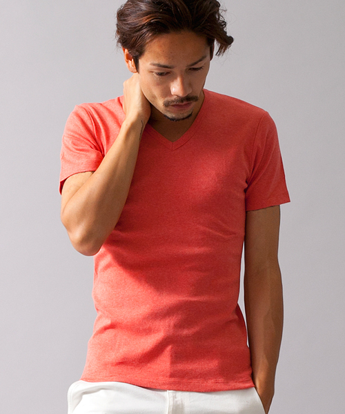 BEAUTY&YOUTH UNITED ARROWS（ビューティーアンドユースユナイテッドアローズ）の「BY フライス Vネック ショートスリーブ カットソー ◆（Tシャツ/カットソー・メンズ・グレー/ダークグレー/ホワイト/ライラック/ライトブルー/ネイビー/ケリー/レッド/ワインレッド/ブラック・SMALL/LARGE/MEDIUM/X-LARGE）」の9枚目の写真