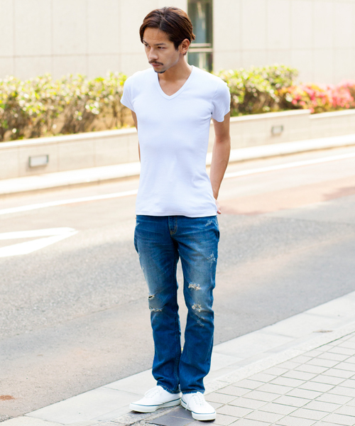 BEAUTY&YOUTH UNITED ARROWS（ビューティーアンドユースユナイテッドアローズ）の「BY フライス Vネック ショートスリーブ カットソー ◆（Tシャツ/カットソー・メンズ・グレー/ダークグレー/ホワイト/ライラック/ライトブルー/ネイビー/ケリー/レッド/ワインレッド/ブラック・SMALL/LARGE/MEDIUM/X-LARGE）」の19枚目の写真