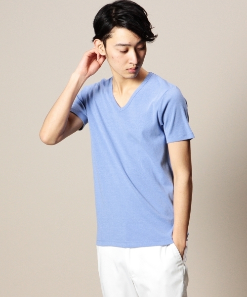 BEAUTY&YOUTH UNITED ARROWS（ビューティーアンドユースユナイテッドアローズ）の「BY フライス Vネック ショートスリーブ カットソー ◆（Tシャツ/カットソー・メンズ・グレー/ダークグレー/ホワイト/ライラック/ライトブルー/ネイビー/ケリー/レッド/ワインレッド/ブラック・SMALL/LARGE/MEDIUM/X-LARGE）」の6枚目の写真