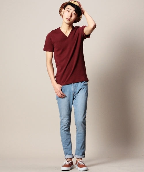 BEAUTY&YOUTH UNITED ARROWS（ビューティーアンドユースユナイテッドアローズ）の「BY フライス Vネック ショートスリーブ カットソー ◆（Tシャツ/カットソー・メンズ・グレー/ダークグレー/ホワイト/ライラック/ライトブルー/ネイビー/ケリー/レッド/ワインレッド/ブラック・SMALL/LARGE/MEDIUM/X-LARGE）」の12枚目の写真