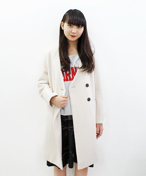 CIAOPANIC（チャオパニック）の「【Ciaopanic】ノーカラーコート（ノーカラージャケット・レディース・オフホワイト/ベージュ/ネイビー・FREE）」の14枚目の写真