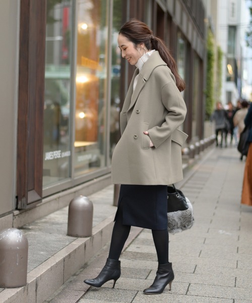 La TOTALITE（ラトータリテ）の「ジロンファーストラムコクーンPコート◆（ピーコート・レディース・ベージュ/ブラック・36/38）」の13枚目の写真