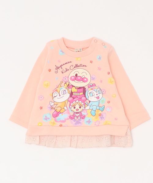 ANPANMAN KIDS COLLECTION(アンパンマンキッズコレクション)の「【アンパンマン】裾フリル水彩トレーナー(スウェット)」|ピンク