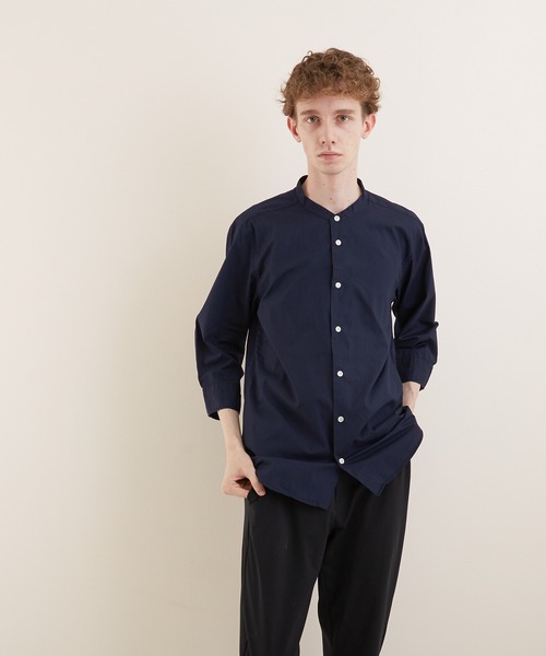 VIBGYOR（ヴィブジョー）の「【VIBGYOR BY AS】ブロードノーカラー7分丈シャツ(GW)（シャツ/ブラウス・メンズ・ホワイト/ブラック/ネイビー/サックスブルー・MEDIUM/LARGE/X-LARGE）」の4枚目の写真
