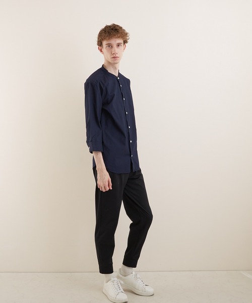 VIBGYOR（ヴィブジョー）の「【VIBGYOR BY AS】ブロードノーカラー7分丈シャツ(GW)（シャツ/ブラウス・メンズ・ホワイト/ブラック/ネイビー/サックスブルー・MEDIUM/LARGE/X-LARGE）」の5枚目の写真