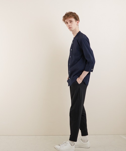 VIBGYOR（ヴィブジョー）の「【VIBGYOR BY AS】ブロードノーカラー7分丈シャツ(GW)（シャツ/ブラウス・メンズ・ホワイト/ブラック/ネイビー/サックスブルー・MEDIUM/LARGE/X-LARGE）」の6枚目の写真