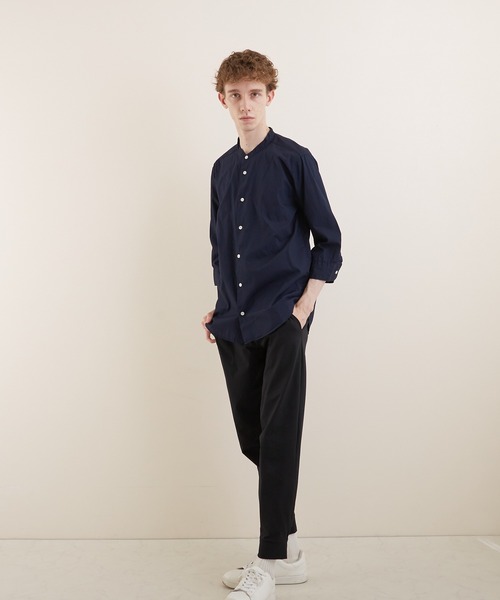 VIBGYOR（ヴィブジョー）の「【VIBGYOR BY AS】ブロードノーカラー7分丈シャツ(GW)（シャツ/ブラウス・メンズ・ホワイト/ブラック/ネイビー/サックスブルー・MEDIUM/LARGE/X-LARGE）」の7枚目の写真