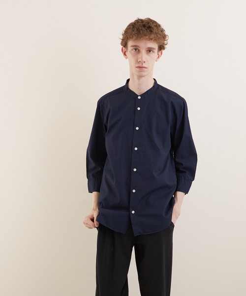VIBGYOR（ヴィブジョー）の「【VIBGYOR BY AS】ブロードノーカラー7分丈シャツ(GW)（シャツ/ブラウス・メンズ・ホワイト/ブラック/ネイビー/サックスブルー・MEDIUM/LARGE/X-LARGE）」の9枚目の写真