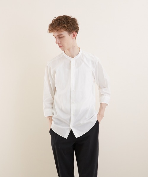 VIBGYOR（ヴィブジョー）の「【VIBGYOR BY AS】ブロードノーカラー7分丈シャツ(GW)（シャツ/ブラウス・メンズ・ホワイト/ブラック/ネイビー/サックスブルー・MEDIUM/LARGE/X-LARGE）」の10枚目の写真