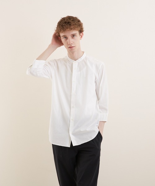 VIBGYOR（ヴィブジョー）の「【VIBGYOR BY AS】ブロードノーカラー7分丈シャツ(GW)（シャツ/ブラウス・メンズ・ホワイト/ブラック/ネイビー/サックスブルー・MEDIUM/LARGE/X-LARGE）」の11枚目の写真