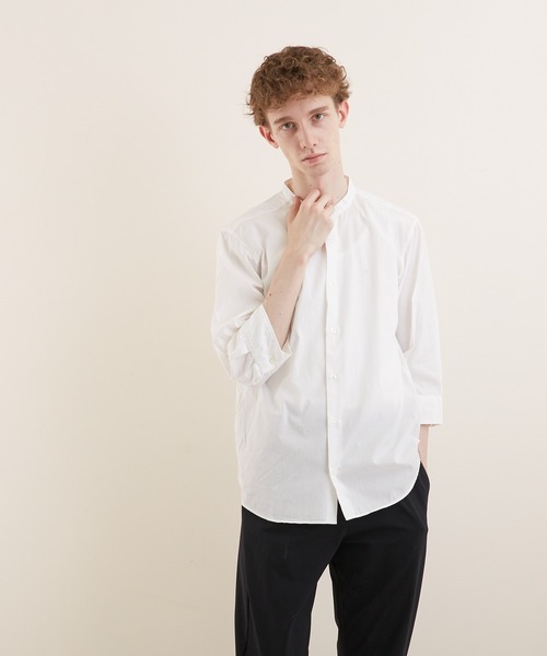 VIBGYOR（ヴィブジョー）の「【VIBGYOR BY AS】ブロードノーカラー7分丈シャツ(GW)（シャツ/ブラウス・メンズ・ホワイト/ブラック/ネイビー/サックスブルー・MEDIUM/LARGE/X-LARGE）」の12枚目の写真