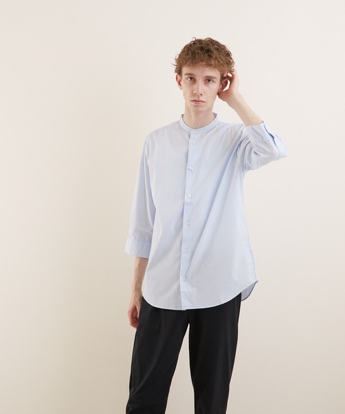 VIBGYOR（ヴィブジョー）の「【VIBGYOR BY AS】ブロードノーカラー7分丈シャツ(GW)（シャツ/ブラウス・メンズ・ホワイト/ブラック/ネイビー/サックスブルー・MEDIUM/LARGE/X-LARGE）」の21枚目の写真