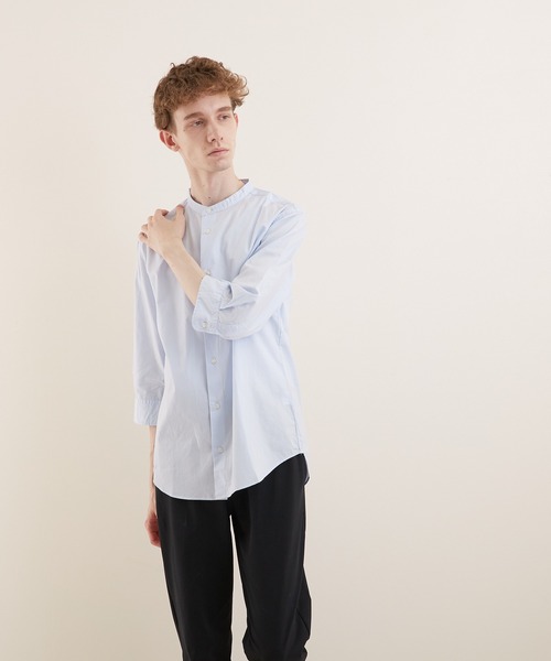 VIBGYOR（ヴィブジョー）の「【VIBGYOR BY AS】ブロードノーカラー7分丈シャツ(GW)（シャツ/ブラウス・メンズ・ホワイト/ブラック/ネイビー/サックスブルー・MEDIUM/LARGE/X-LARGE）」の22枚目の写真