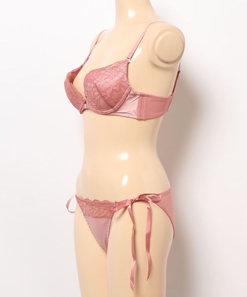 tu-hacci（ツーハッチ）の「フロントホックレースベールバックデザインブラジャー＆ショーツ　BCDカップ対応（ブラ&ショーツ・レディース・ピンク/ネイビー/ブラック・D70/C65/C80/C70/D65/C75/D75/D80/B70/B80/B75）」の4枚目の写真