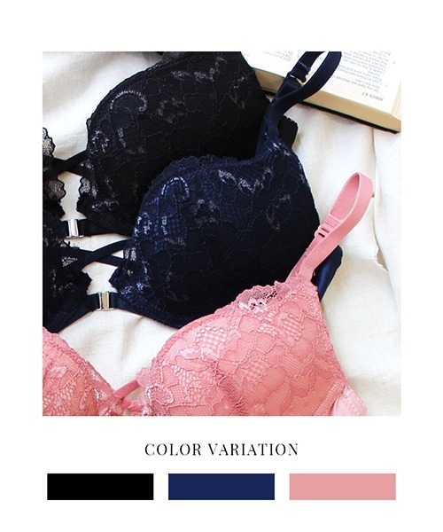 tu-hacci（ツーハッチ）の「フロントホックレースベールバックデザインブラジャー＆ショーツ　BCDカップ対応（ブラ&ショーツ・レディース・ピンク/ネイビー/ブラック・D70/C65/C80/C70/D65/C75/D75/D80/B70/B80/B75）」の20枚目の写真