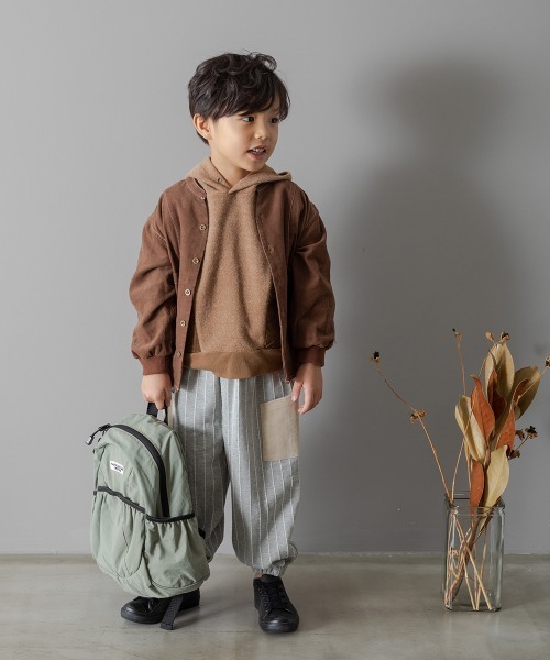 MAKE YOUR DAY(メイクユアデイ)の「ストライブ裏起毛ワイドカーゴパンツ■80~140cm(スラックス・キッズ・グレー/ネイビー・90/100/110/120/80/130/140)」の11枚目の写真