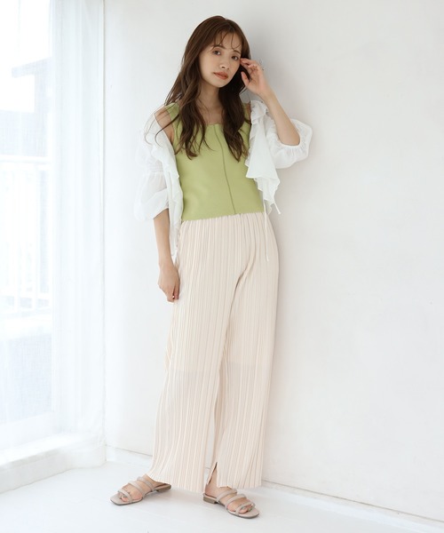 one after another NICE CLAUP（ワンアフターアナザーナイスクラップ）の「細プリーツパンツ（その他パンツ・レディース・ベージュ/アイボリー/コーラル・FREE）」の7枚目の写真
