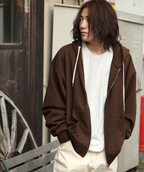 ZIP FIVE(ジップファイブ)の「【ZIP FIVE】ビッグシルエット ワンポイント ジップパーカー 無地 / ロゴ / キツネ 刺繍(パーカー・メンズ・ブルー/パープル/ベージュ/ホワイト/グリーン/グレー/ブラウン/ブラック/ネイビー/カーキ/アイボリー/オートミール/チャコール/ダークグリーン/パープル系/ロイヤルブルー/ブラウン系/アイボリー系/ブラック系/ダークグリーン系/パープル系1/ネイビー系/ホワイト系/グレー系その他/ブラウン系1/カーキ系/ブルー系その他/ブルー系/グレー系/ベージュ系/ホワイト系1/ダークグリーン系1/グレー系1/ホワイト系2/アイボリー系1/グレー系2/ブラック系1/ネイビー系1・MEDIUM/LARGE/X-LARGE)」の15枚目の写真