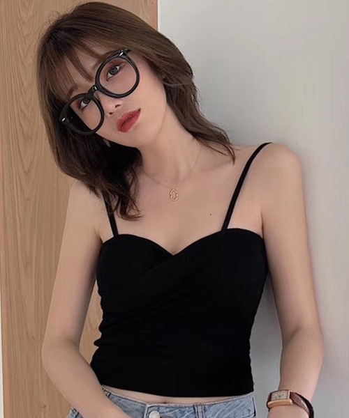 DAY CLOSET（デイ クローゼット）の「【カップ付き】カシュクール風 クロスデザイン キャミソール レディース（キャミソール・レディース・グリーン/ホワイト/ブラウン/イエロー/グレー/ブラック/ライトブラウン/レッド・ONE SIZE）」の9枚目の写真