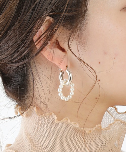 Chico（チコ）の「パールフープ2WAYピアス（ピアス（両耳用）・レディース・シルバー/ゴールド・FREE）」の2枚目の写真