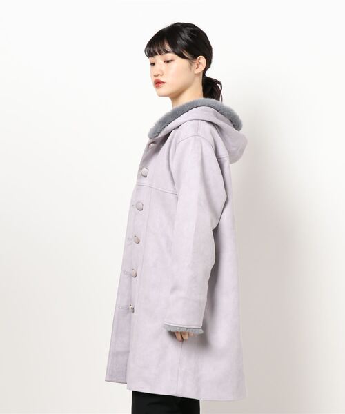 axes femme アクシーズファム グレー スエード ファーコート M axes femme（アクシーズファム）の「ファー付きスエードコート