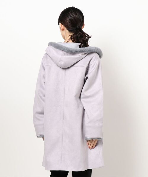 axes femme アクシーズファム グレー スエード ファーコート M axes femme（アクシーズファム）の「ファー付きスエードコート