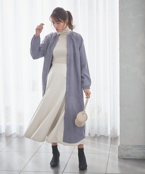 KOBE LETTUCE(コウベレタス)の「キーネックロングシャツワンピース(ワンピース・レディース・ベージュ系その他/ブルー/ベージュ・FREE)」の11枚目の写真