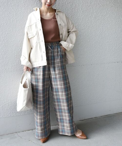 SHIPS any（シップス エニィ）の「SHIPS any: タック チェック イージー ベイカーパンツ◇（その他パンツ・レディース・ベージュ/グリーン・36/38）」の12枚目の写真