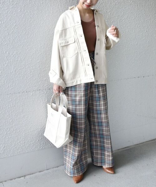 SHIPS any（シップス エニィ）の「SHIPS any: タック チェック イージー ベイカーパンツ◇（その他パンツ・レディース・ベージュ/グリーン・36/38）」の13枚目の写真