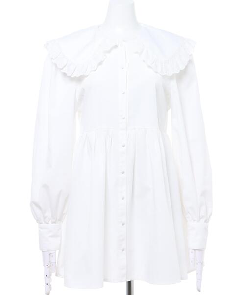 Allamanda（アラマンダ）の「ビックカラーレースチュニックブラウス（シャツ/ブラウス・レディース・ブラック/オフホワイト/ピンクベージュ・M）」の5枚目の写真