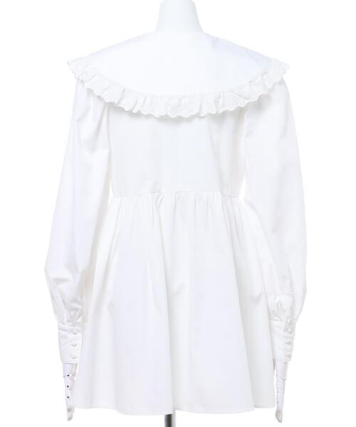 Allamanda（アラマンダ）の「ビックカラーレースチュニックブラウス（シャツ/ブラウス・レディース・ブラック/オフホワイト/ピンクベージュ・M）」の6枚目の写真